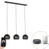Smart hanglamp zwart met gouden binnenkant 3-lichts incl. Wifi ST64 - Buell