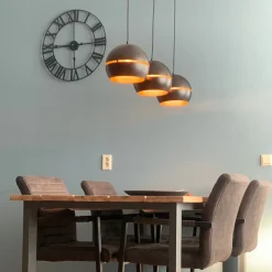 Smart hanglamp zwart met gouden binnenkant 3-lichts incl. Wifi ST64 - Buell