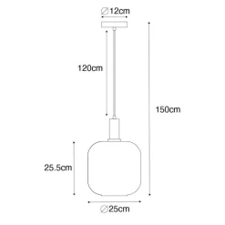 Smart hanglamp zwart met messing en amber glas incl. Wifi G995 - Zuzanna