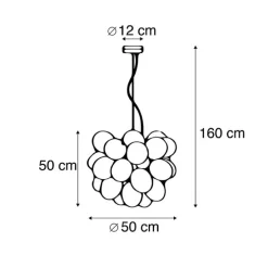 Smart hanglamp zwart met smoke glas 8-lichts rond incl. 8 Wifi G9 - Uvas