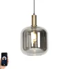 Smart hanglamp zwart met goud en smoke glas incl. Wifi A60 - Zuzanna
