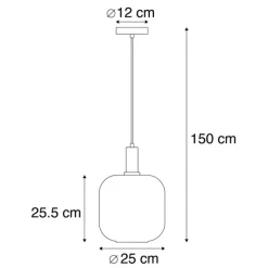 Smart hanglamp zwart met goud en smoke glas incl. Wifi A60 - Zuzanna