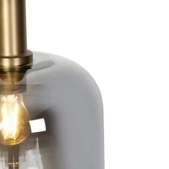 Smart hanglamp zwart met goud en smoke glas incl. Wifi A60 - Zuzanna