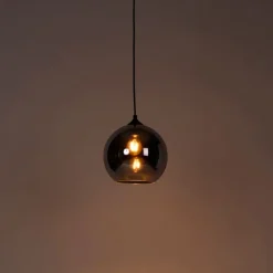 Smart hanglamp zwart met smoke glas incl. Wifi A60 - Wallace