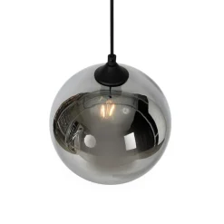 Smart hanglamp zwart met smoke glas incl. Wifi A60 - Wallace