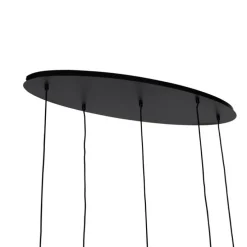 Smart hanglamp zwart met goud en smoke glas ovaal 5-lichts incl. 5 Wifi G95 - Zuzanna