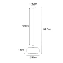 Smart hanglamp zwart met amber glas incl. Wifi A60 - Bizle