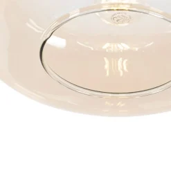 Smart hanglamp zwart met amber glas incl. Wifi A60 - Bizle