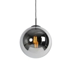 Smart hanglamp zwart met smoke glas 30 cm incl. Wifi ST64 - Pallon