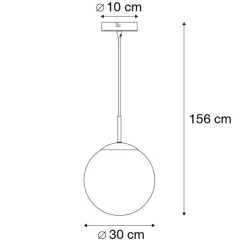 Smart hanglamp zwart met smoke glas 30 cm incl. Wifi ST64 - Pallon