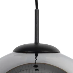 Smart hanglamp zwart met smoke glas 30 cm incl. Wifi ST64 - Pallon
