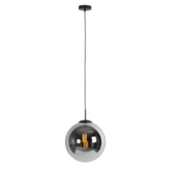 Smart hanglamp zwart met smoke glas 30 cm incl. Wifi ST64 - Pallon