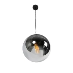Smart hanglamp zwart met smoke glas 30 cm incl. Wifi ST64 - Pallon