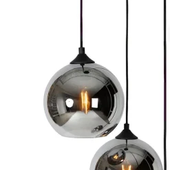 Smart hanglamp zwart met smoke glas incl. 3 Wifi A60 - Wallace