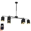 Smart hanglamp zwart verstelbaar incl. 6 Wifi B35 - Lofty