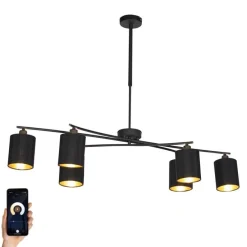 Smart hanglamp zwart verstelbaar incl. 6 Wifi B35 - Lofty