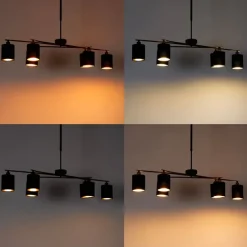 Smart hanglamp zwart verstelbaar incl. 6 Wifi B35 - Lofty