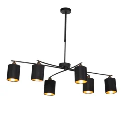 Smart hanglamp zwart verstelbaar incl. 6 Wifi B35 - Lofty