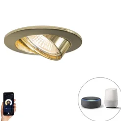 Smart inbouwspot goud kantelbaar incl. Wifi GU10 - Edu