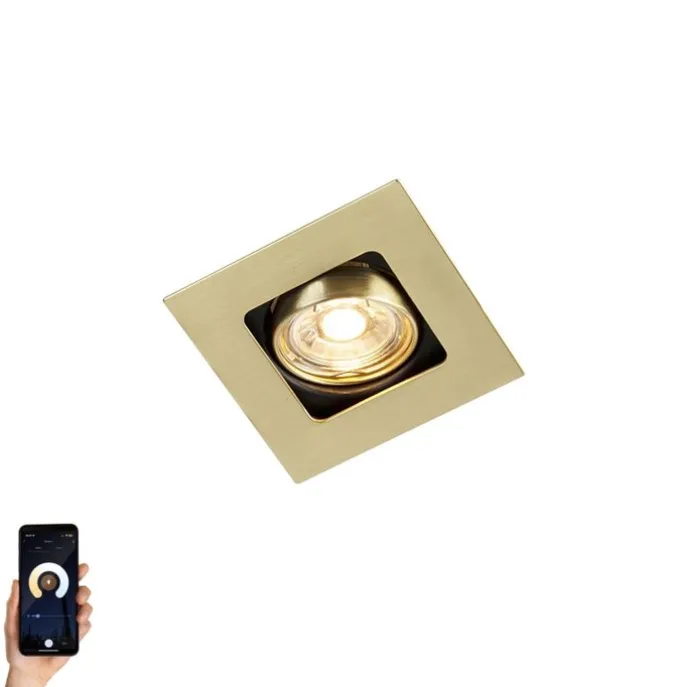 Smart inbouwspot messing vierkant incl. wifi GU10 - Artemis