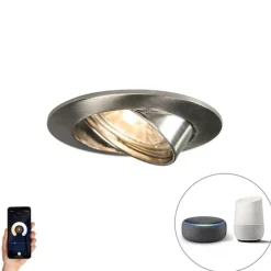 Smart inbouwspot staal incl. WiFi GU10 kantelbaar - Edu
