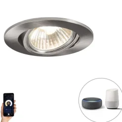 Smart inbouwspot staal kantelbaar incl. Wifi GU10 - Cisco