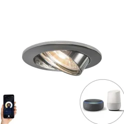 Smart inbouwspot staal kantelbaar incl. Wifi GU10 - Edu