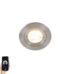 Smart inbouwspot staal rond IP44 incl. Wifi GU10 - Xena
