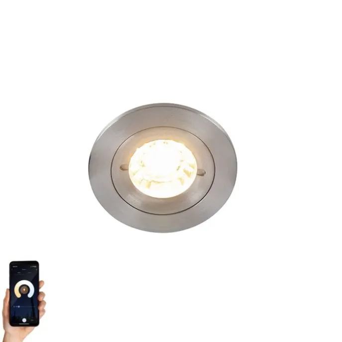 Smart inbouwspot staal rond IP44 incl. Wifi GU10 - Xena