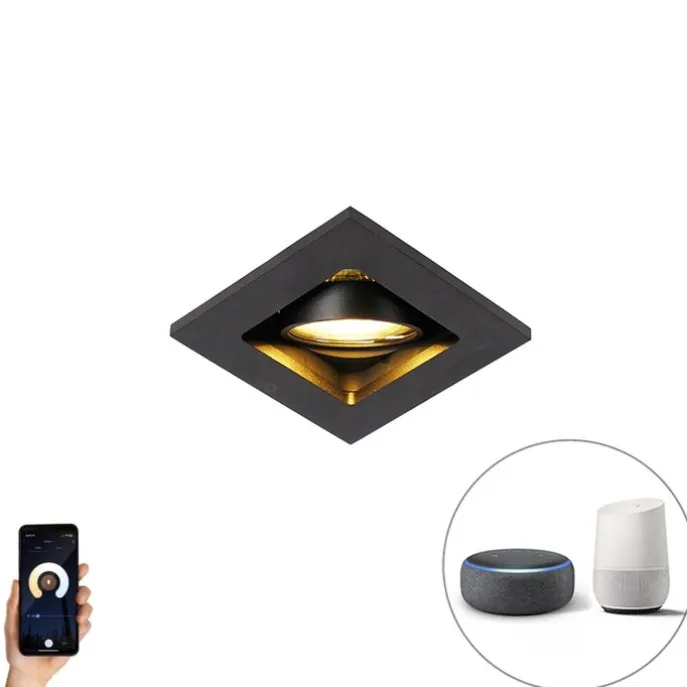 Smart inbouwspot zwart incl. WiFi GU10 verstelbaar - Qure