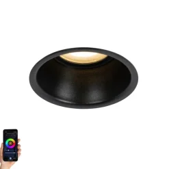 Smart inbouwspot zwart IP44 incl. Wifi GU10 50mm - Dept