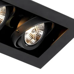 Smart inbouwspot zwart 2-lichts verstelbaar incl. 2 Wifi GU10 70mm - Oneon 70