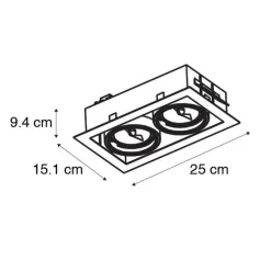 Smart inbouwspot zwart 2-lichts verstelbaar incl. 2 Wifi GU10 70mm - Oneon 70