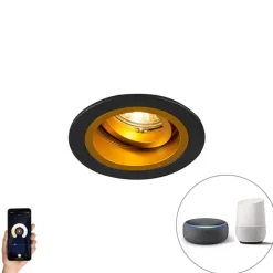 Smart inbouwspot zwart met goud kantelbaar incl. Wifi GU10 - Chuck
