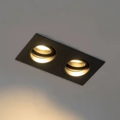 Smart inbouwspot zwart rechthoekig verstelbaar incl. 2 wifi GU10 - Chuck