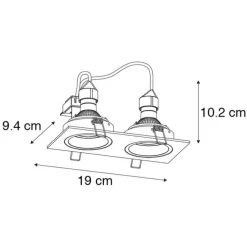 Smart inbouwspot zwart rechthoekig verstelbaar incl. 2 wifi GU10 - Chuck