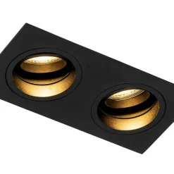 Smart inbouwspot zwart rechthoekig verstelbaar incl. 2 wifi GU10 - Chuck