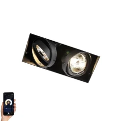 Smart Inbouwspot zwart trimless 2-lichts incl. 2 Wifi GU10 70mm- Oneon