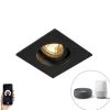 Smart inbouwspot zwart vierkant incl. Wifi GU10 - Chuck