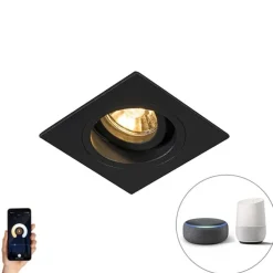 Smart inbouwspot zwart vierkant incl. Wifi GU10 - Chuck