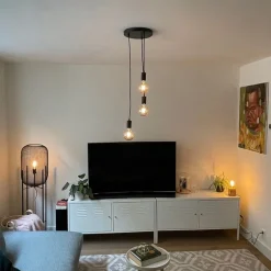 Smart Industriële hanglamp zwart incl. Wifi G95 3-lichts - Facil