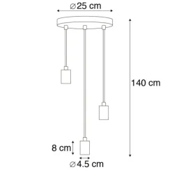 Smart Industriële hanglamp zwart incl. Wifi G95 3-lichts - Facil