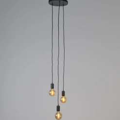 Smart Industriële hanglamp zwart incl. Wifi G95 3-lichts - Facil