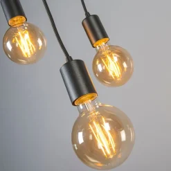 Smart Industriële hanglamp zwart incl. Wifi G95 3-lichts - Facil