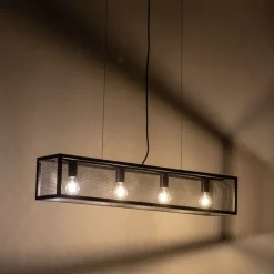 Smart industriële hanglamp zwart incl. 4 WiFi A60 - Cage Wire