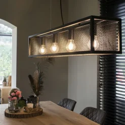 Smart industriële hanglamp zwart incl. 4 WiFi A60 - Cage Wire