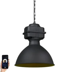 Smart industriële hanglamp zwart 38,5 cm incl. A60 WiFi - Sicko