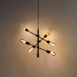 Smart industriële hanglamp zwart incl. 6 WiFi ST64 - Sydney