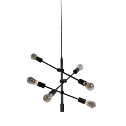 Smart industriële hanglamp zwart incl. 6 WiFi ST64 - Sydney