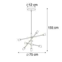 Smart industriële hanglamp zwart incl. 6 WiFi ST64 - Sydney